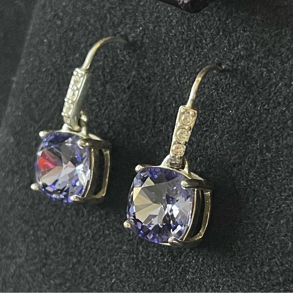 Vintage Large Purple C/Z Earrings - Picture 5 of 8